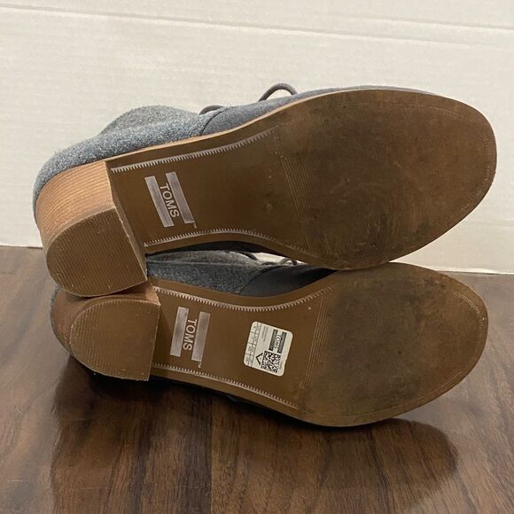 Toms Charcoal Chunk Heeled Lace Up Ankle Boots - Picture 9 of 10